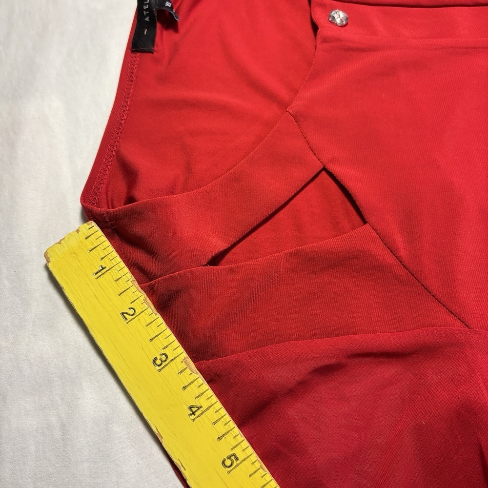 Atelier 29 Woman XL Blouse Red Ruffle Pullover Sheer Short Sleeve Casual - Picture 15 of 16